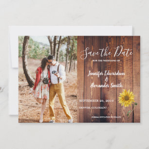Rustikales Stallenholz Sonnenblumen Foto Land Save The Date