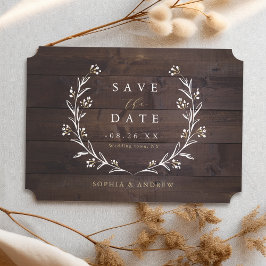 Rustikales Stallholz Boho Floral Country Save The Date