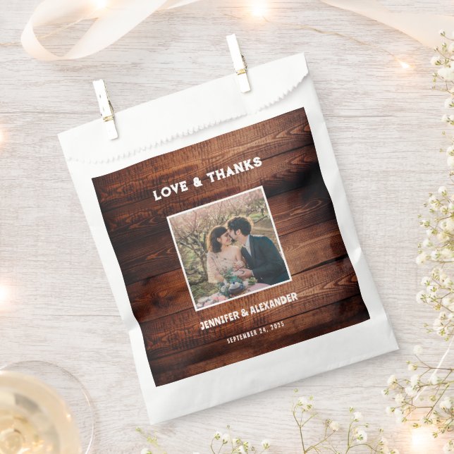 Rustikales Stallholz Foto Hochzeit Liebe Dank Geschenktütchen (Ausgeschnitten)