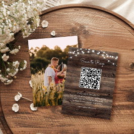 Rustikales Stallholz-Hochzeit QR-Code-UAWG Begleitkarte