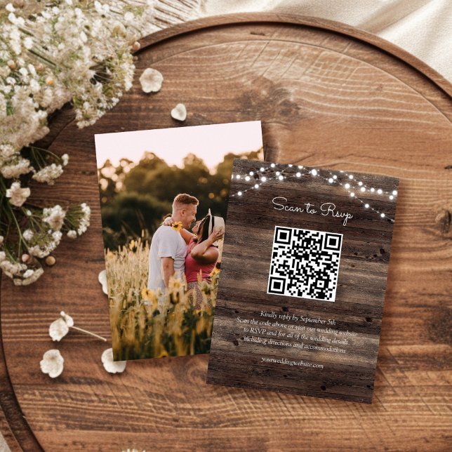 Rustikales Stallholz-Hochzeit QR-Code-UAWG Begleitkarte (Von Creator hochgeladen)