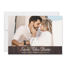 Rustikales Stallholz-Hochzeitsstich-Foto speichert