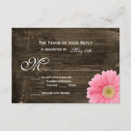 Rustikales Stallholz Rosa Daisy Wedding RSVP Cards Karte