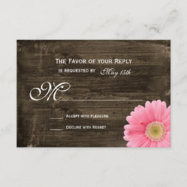 Rustikales Stallholz Rosa Daisy Wedding RSVP Cards Karte