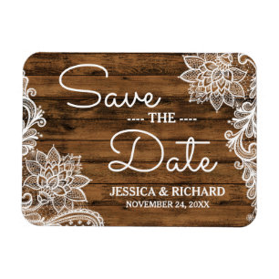 Rustikales Stallholz   SAVE THE DATE Magnet