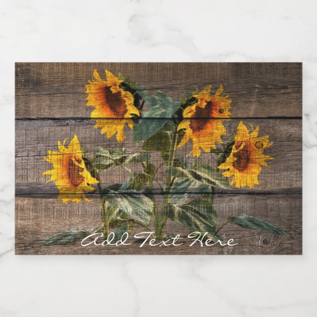 Rustikales Stallholz Sonnenblumen (Einzelnes Label)