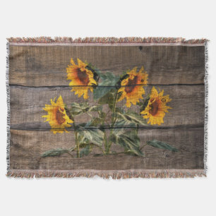 Rustikales Stallholz Sonnenblumen Decke