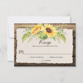 Rustikales Stallholz Sonnenblumen Deckenrand RSVP Karte