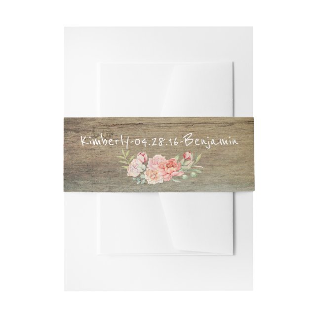 Rustikales Stallholz und Blume mit weißem Wasser Einladungsbanderole (Vorderseite Beispiel)