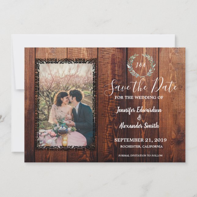 Rustikales Stallholz Vintages Foto Save the Date Einladung (Vorderseite)