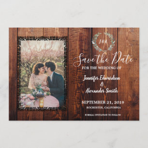 Rustikales Stallholz Vintages Foto Save the Date Einladung