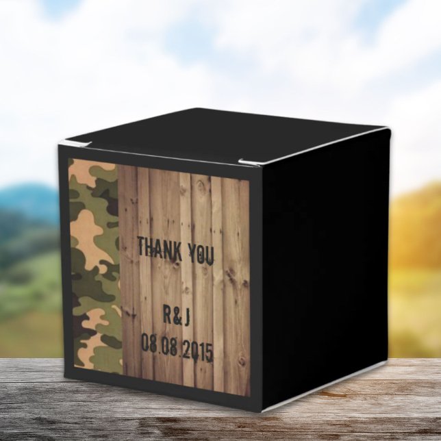 Rustikales Stallholz Western Camouflage Hochzeit Geschenkschachtel (rustic barn wood western country Camo Wedding Favor Boxes)