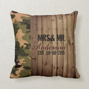 Rustikales Stallholz Western Camouflage Hochzeit Kissen