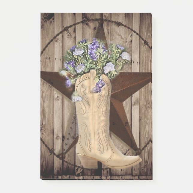 Rustikales Stallholz Wildblume Cowboy Western Star Post-it Klebezettel (Vorderseite)