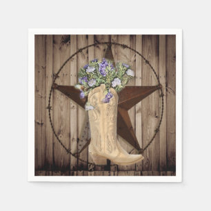 rustikales Stallholz Wildblume Cowboy Western Star Serviette