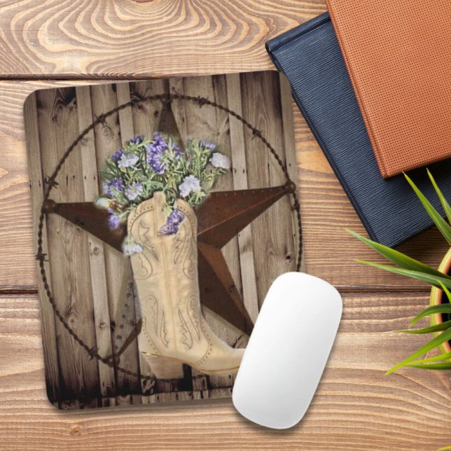 rustikales Stallholz Wildblume Western Cowboy Mousepad (rustic barn wood wildflower Western country cowboy Mouse Pad)