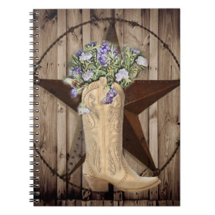 rustikales Stallholz Wildblume Western Cowboy Notizblock