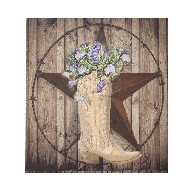 rustikales Stallholz Wildblume Western Cowboy Notizblock (Vorderseite)