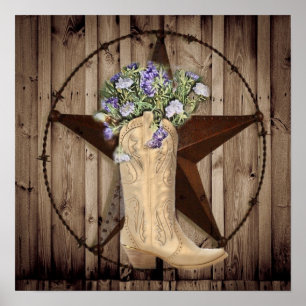 rustikales Stallholz Wildblume Western Cowboy Poster