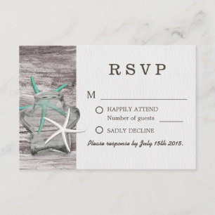 Rustikales Starfish & Mason Jar Wedding RSVP Karte