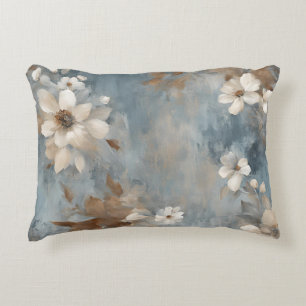 Rustikales Staubblau Braun Creme Farmhouse Blumenm Dekokissen
