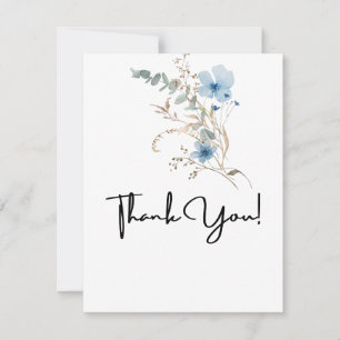 rustikales staubiges Blau Aquarell Blumenstrauß Dankeskarte
