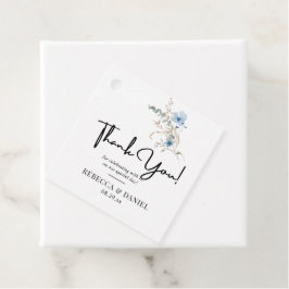 rustikales staubiges Blauwasserfarben-Blumenbouque Geschenkanhänger