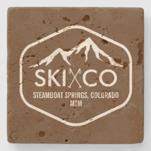 Rustikales Steamboat Springs Co Skiberg-Monogramm Steinuntersetzer