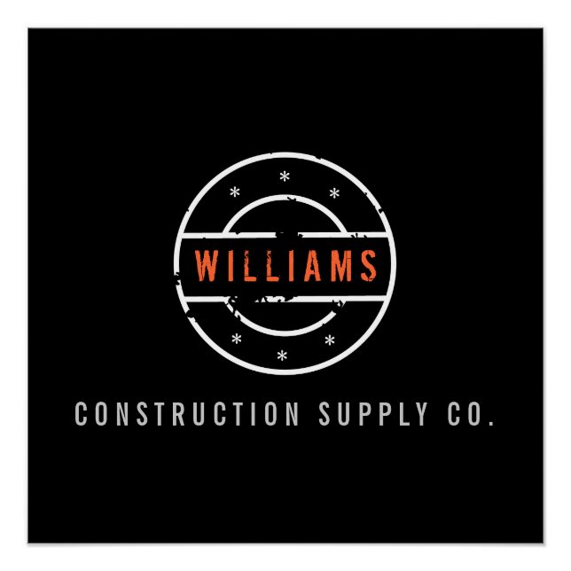 Rustikales Stempellogo auf schwarzer Bauweise Poster (Vorderseite)