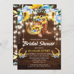 Rustikales Stiefel Brautparty florale String Light Einladung