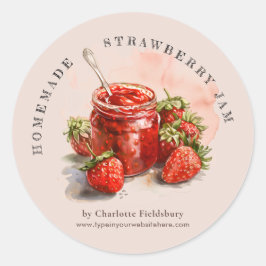 Rustikales Strawberry Jam Jar Canning Label Runder Aufkleber