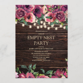 Rustikales String Light Lila Floral Leer Nest Part Einladung