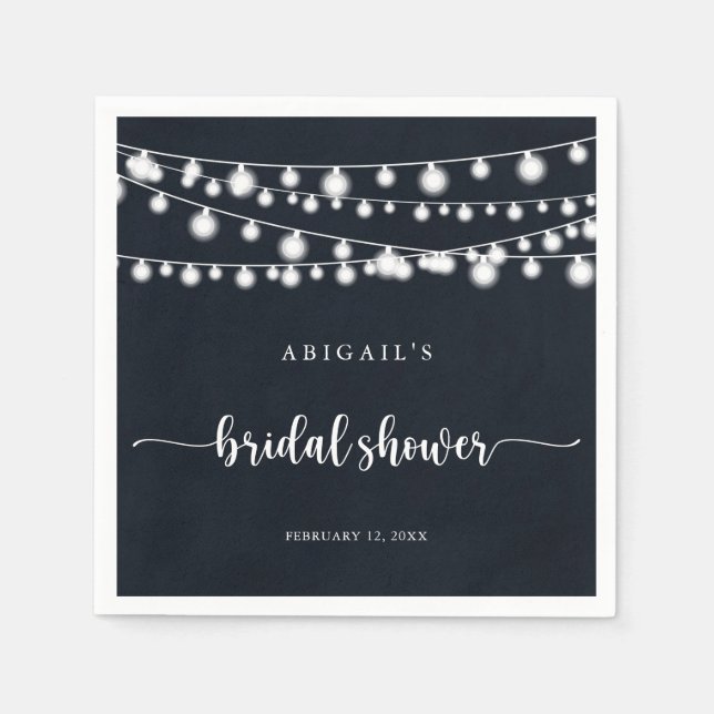 Rustikales String Lights Brautparty Napkins Serviette (Vorderseite)