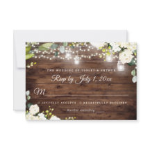 Rustikales String Lights Floral Wedding RSVP