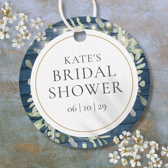 Rustikales String Lights Greenery Brautparty Geschenkanhänger (Rustic String Lights Greenery Bridal Shower Favor Tags)