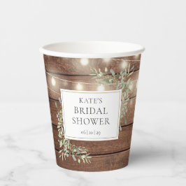 Rustikales String Lights Greenery Brautparty Pappbecher