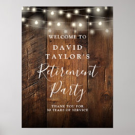 Rustikales String Lights Retirement Party Begrüßun Poster