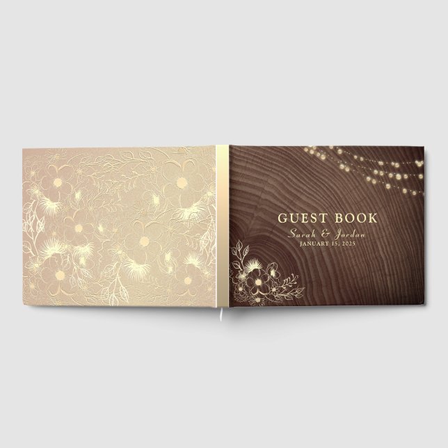 Rustikales String Lights Wedding Guest Book Gästebuch (Voll)