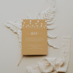 Rustikales Stringleuchten Kalligraphie Yellow Hote Begleitkarte