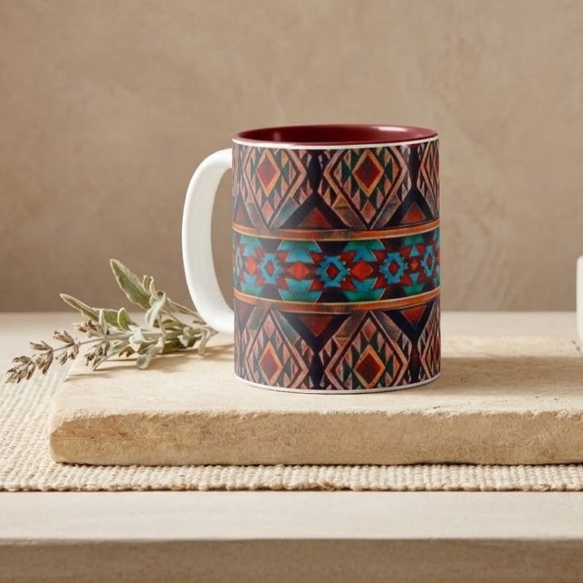 Rustikales Südwest-Muster Zweifarbige Tasse (Von Creator hochgeladen)