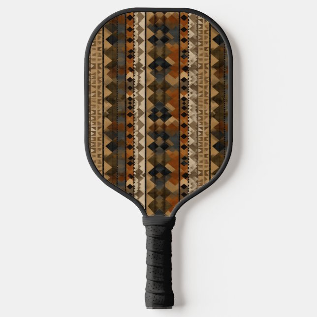 Rustikales Südwest-Streifenmuster (6) Pickleball Schläger (Vorderseite)