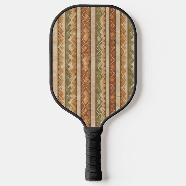 Rustikales Südwest-Streifenmuster (7) Pickleball Schläger (Vorderseite)
