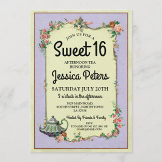 Rustikales Sweet 16 Party Wonderland Teapot Tea Pa Einladung