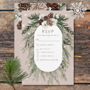 Rustikales Tan Pine Winter Sparkone RSVP Karte