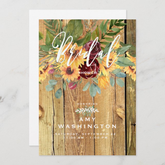 Rustikales Tanzen Sonnenblumen Brautparty Einladung (Vorne/Hinten)