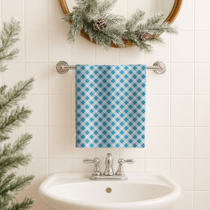 Rustikales Tartan-Handtuch in Navyblau - Geschenk Badhandtuch Set
