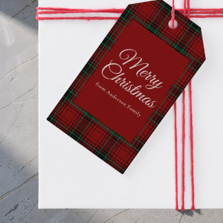Rustikales Tartan-Rotkariertes Frohe Weihnachten Geschenkanhänger