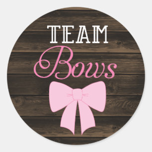 Rustikales Team Bows Girl Gender Reveal Runder Aufkleber