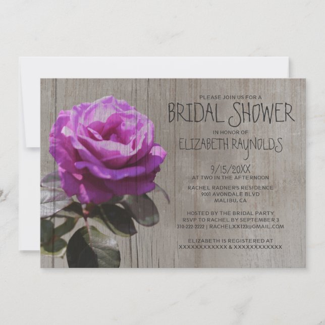 Rustikales Tee Rose Bridal Dusche Einladungen (Vorderseite)