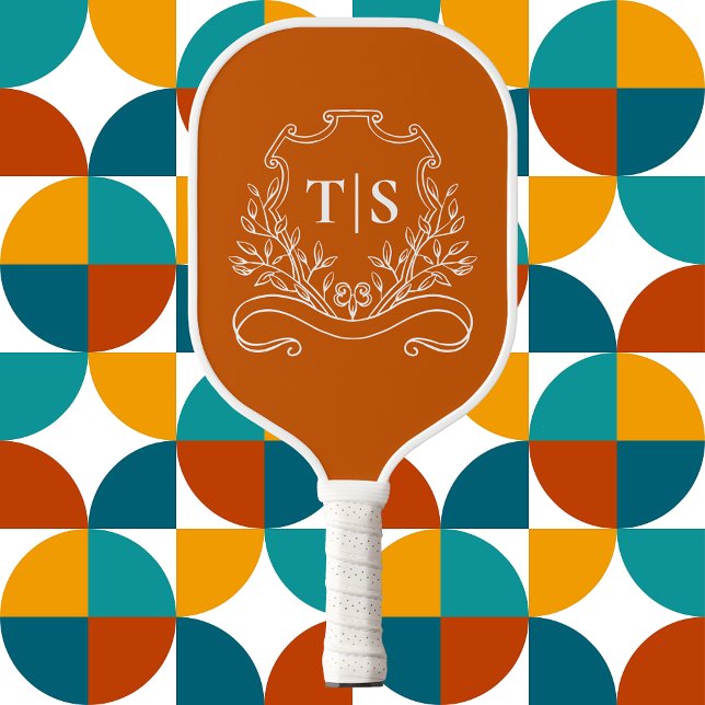 Rustikales Terrakotta-Monogramm Initial Klassisch Pickleball Schläger (Rustic Terracotta Monogram Initial Classic Pickleball Paddle
)